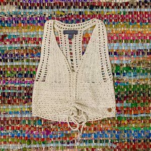 Lace Up Adjustable Knit Crochet Crop Top XS/S